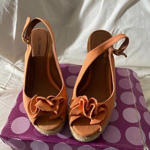 Peep toe espadrille wedge sandals